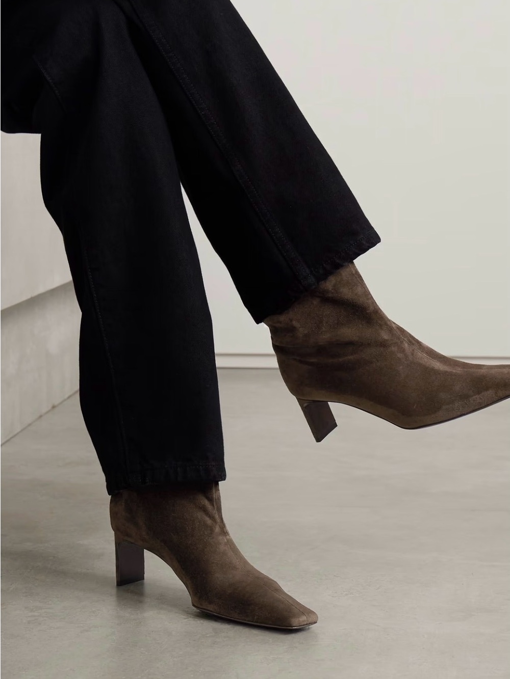 KHAITE Brown Suede Ankle Boots